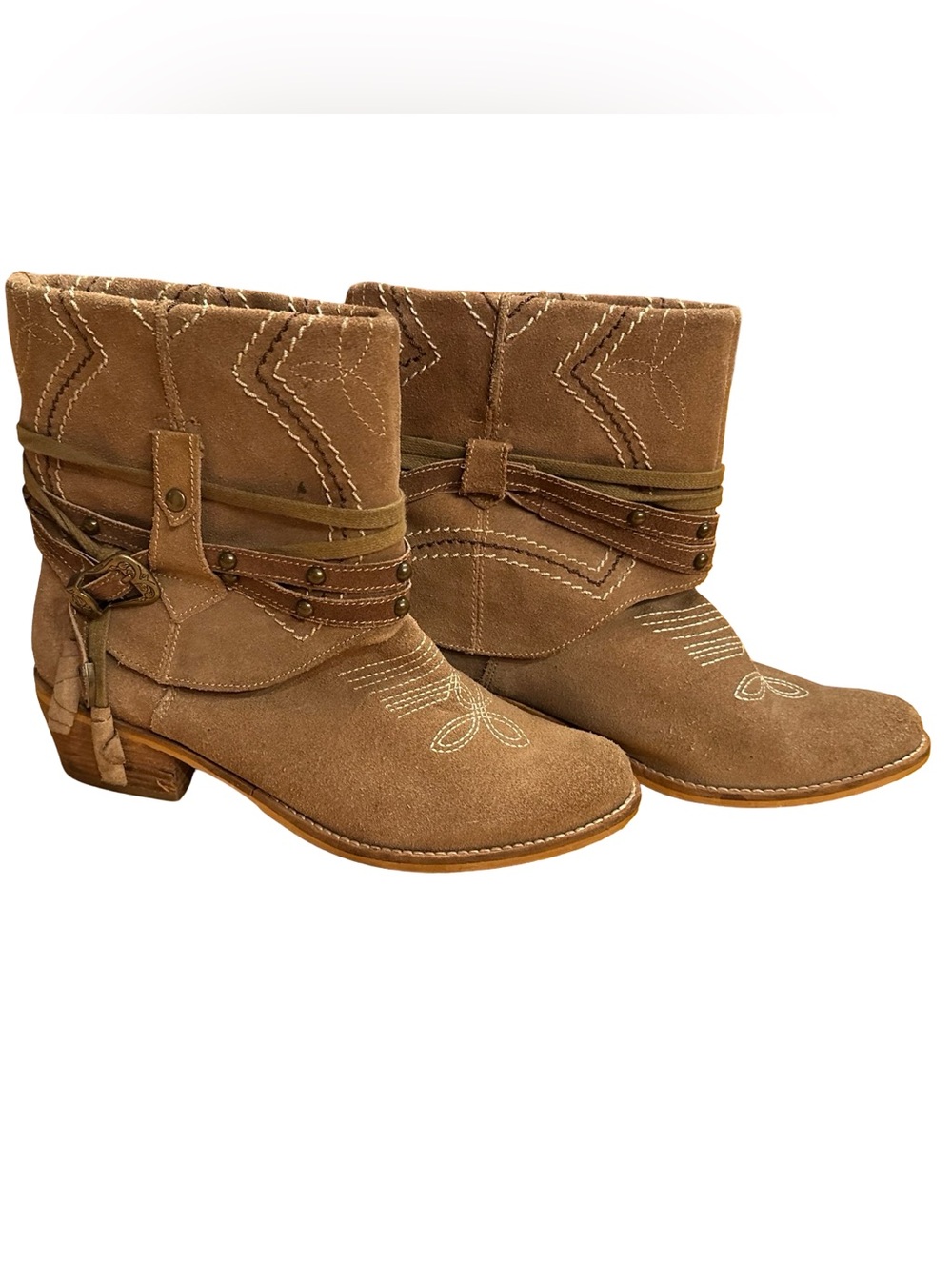 Naughty Monkey Leather Western Ankle Boots, Size 7